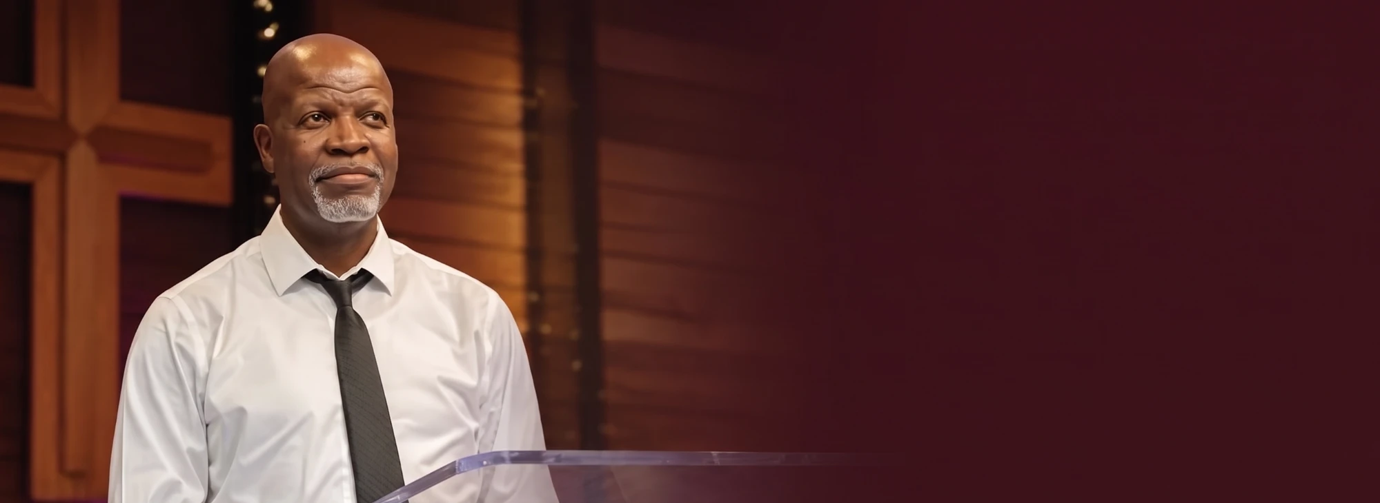 Pastor Wesley L. Harris at the pulpit at The Lord's House Church