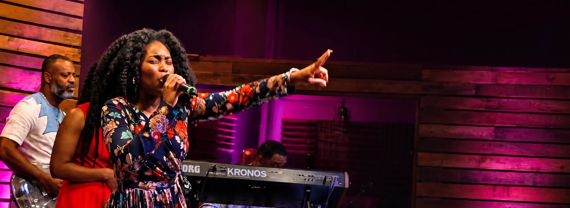 Worship team leading worship at The Lord's House Church