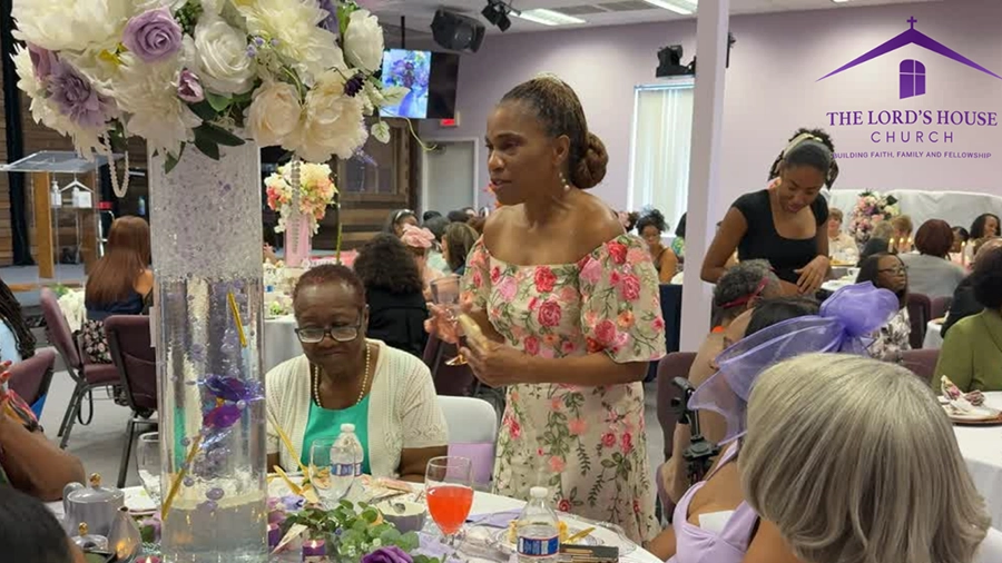 Women gathered at a PowHERful Women's Ministry event at The Lord's House Church